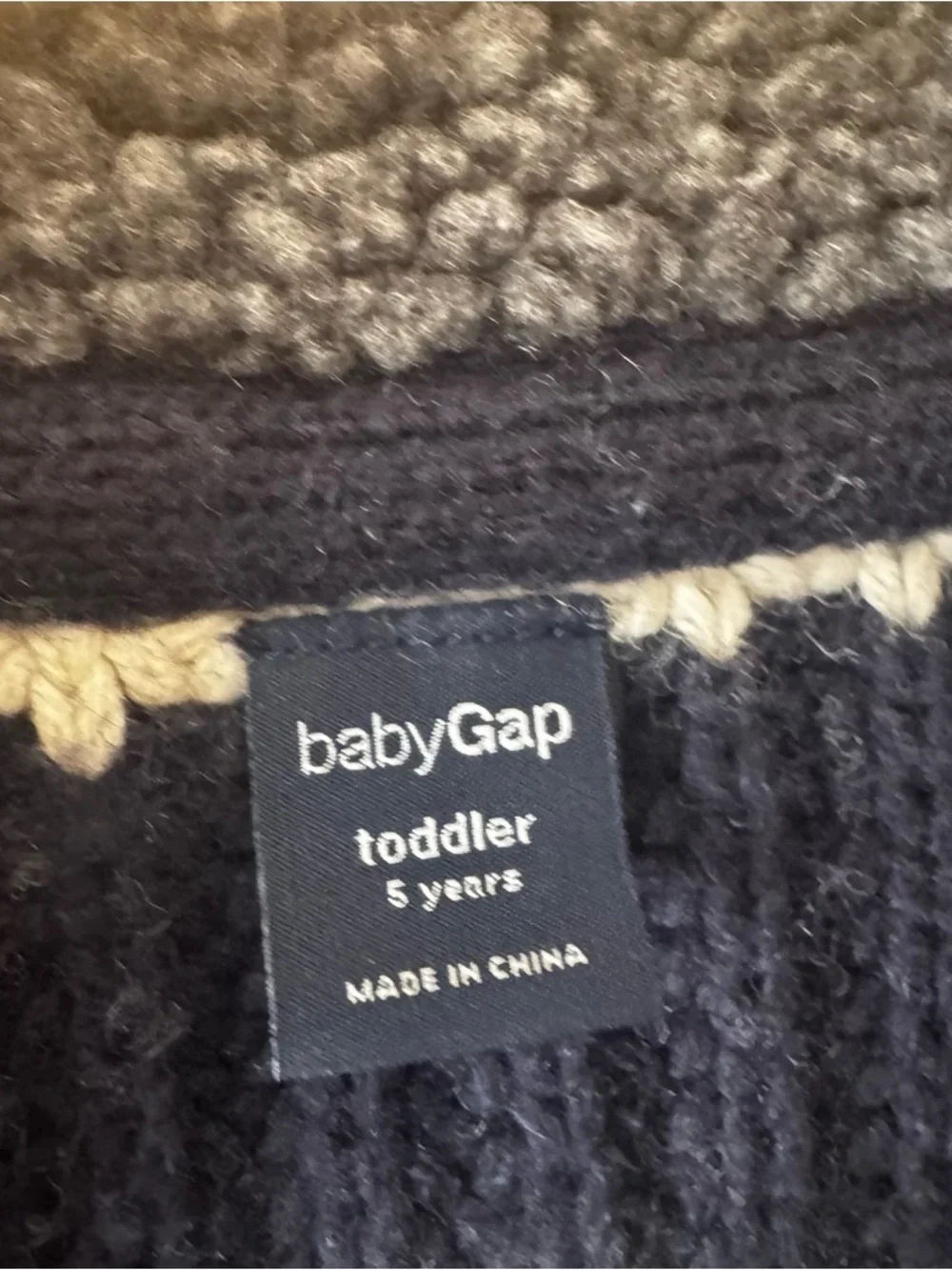 Boy's Baby Gap Toddler Navy Blue Striped Cable Knit Heavy Sweater w/ Elbow Patch